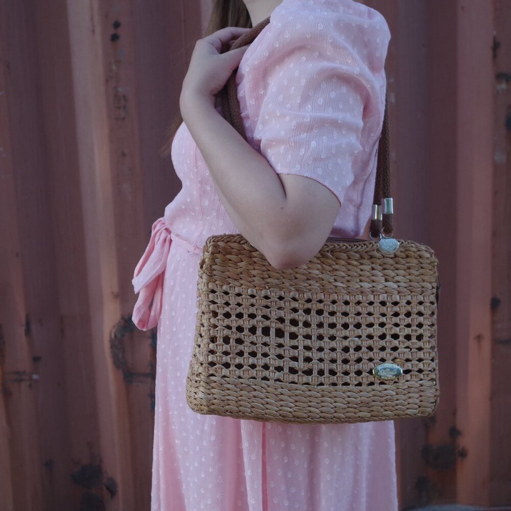 Vintage Raffia Ladies Handbag Made In Italy